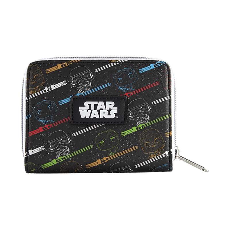 Funko Wallet: Star Wars Light Saber Print Zip-Around Wallet - BumbleToys - +18, 14 Years & Up, Boys, Characters, Disney, Funko Wallet, Girls, Pre-Order
