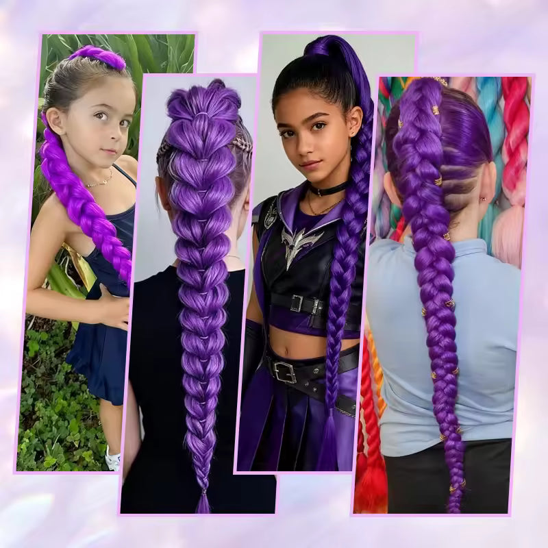 K-Pop Demon Hunters Purple Ponytail for Kids – 36 Inch Long