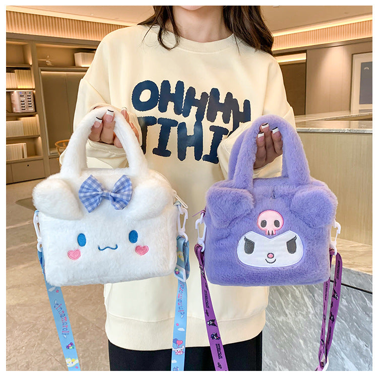 Kawaii Sanrio Bag Kuromi Plush Shoulder Bag - White