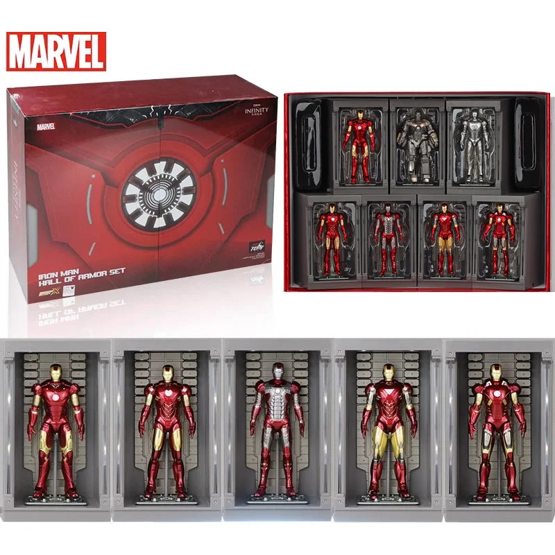 ZD Toys Super Heroes: Marvel - The Infinity Saga - 4 Inch Iron Man Mark 1 , 2 , 3 , 4 , 5 , 6 , 7 Set of (7 PCS) with Hall of Armor