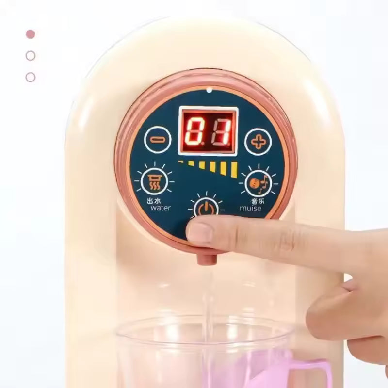 Electric Mini Water Dispenser Toy with Working Water Pump, USB Rechargeable, and Cups (Beige)