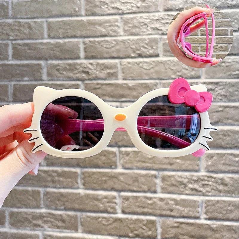Hello Kitty Portable Sunglasses Cute Anime for kids - pink and white