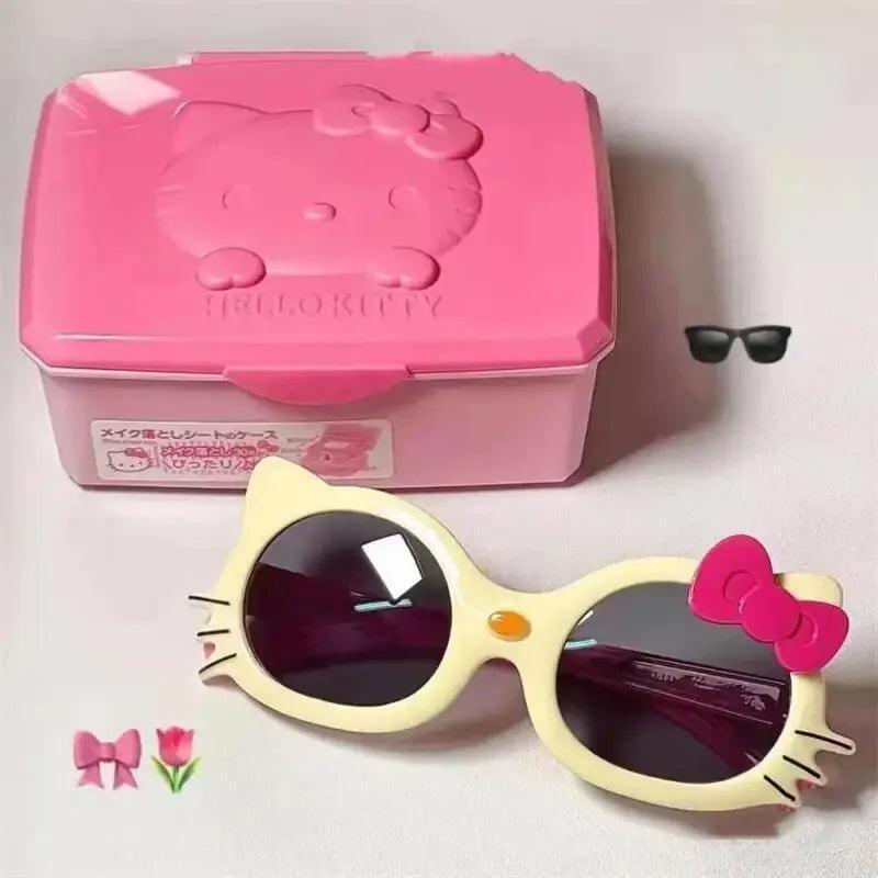Hello Kitty Portable Sunglasses Cute Anime for kids - pink and white