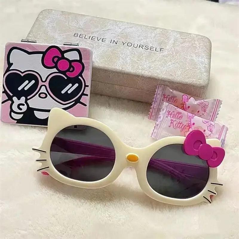 Hello Kitty Portable Sunglasses Cute Anime for kids - pink and white