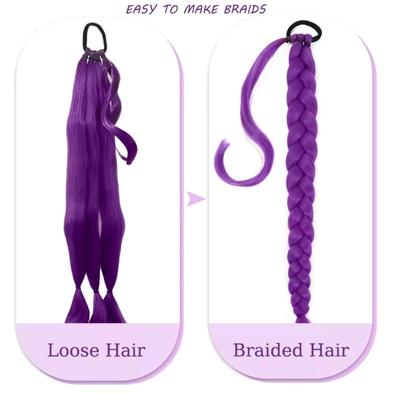 K-Pop Demon Hunters Purple Ponytail for Kids – 36 Inch Long