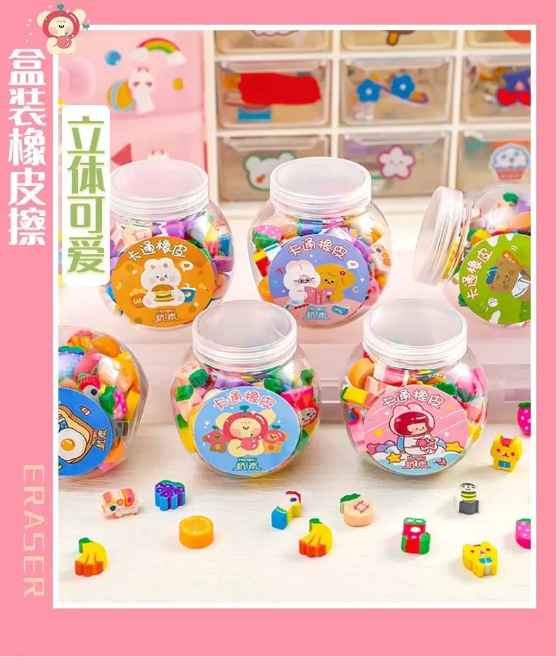 50 Pcs/set Cute Fruit Cuisine Shape Rubber Eraser Student - 1 Box