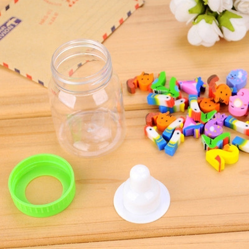 28Pcs/Bottle Cute Mini Cartoon Numbers Rubber Eraser with Plastic Bottle