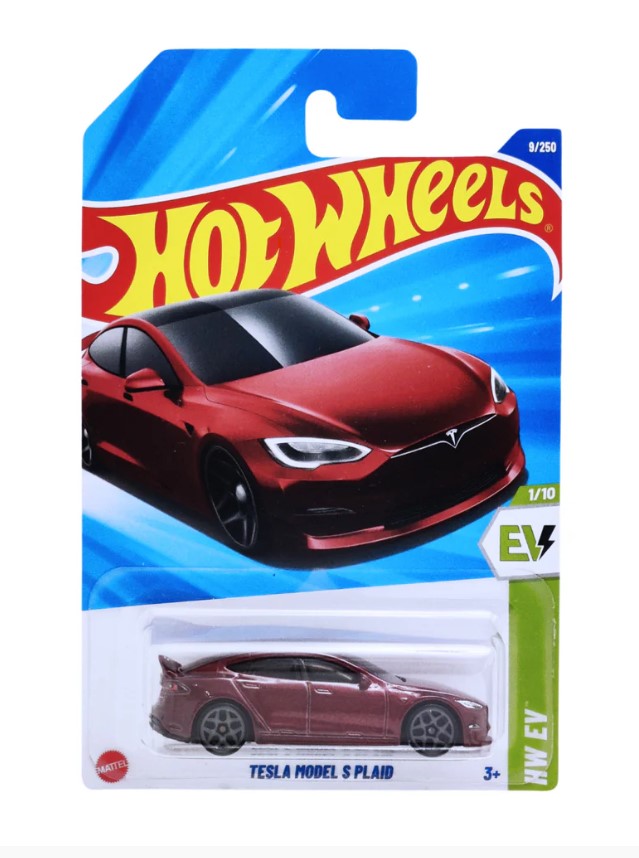 Hot Wheels HW EV -  TESLA MODEL S PLAID BURGANDY