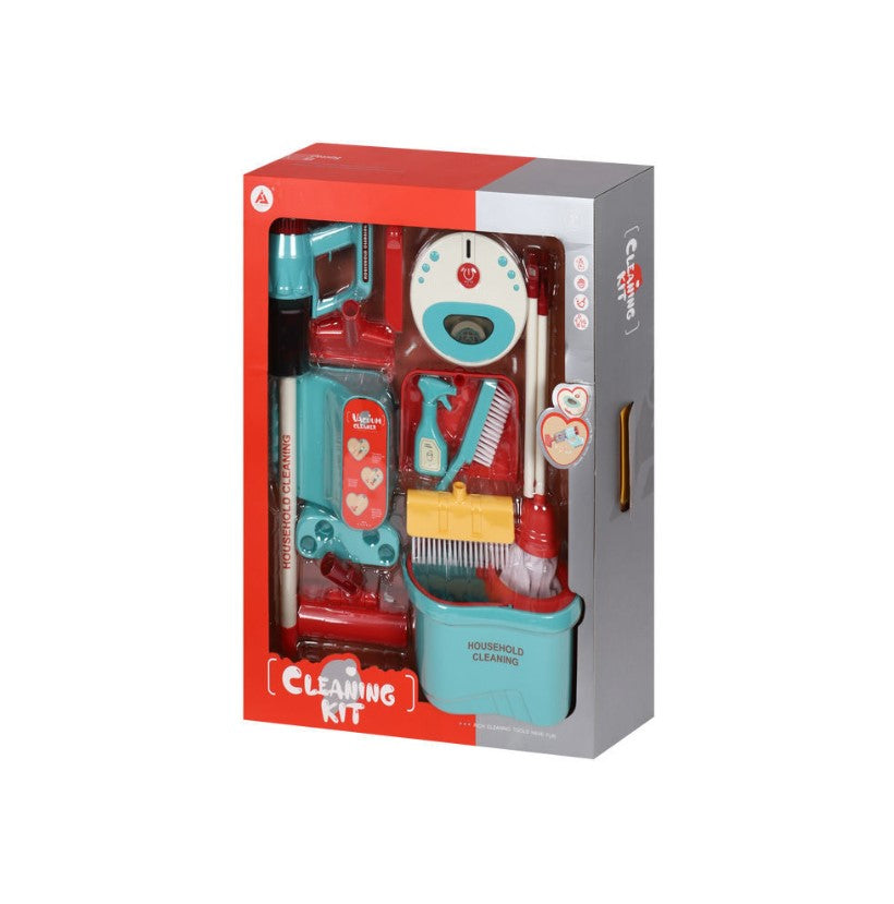 Kids Household Cleaning Kit Toy Set – Pretend Play Cleaning Tools with Bucket & Accessories