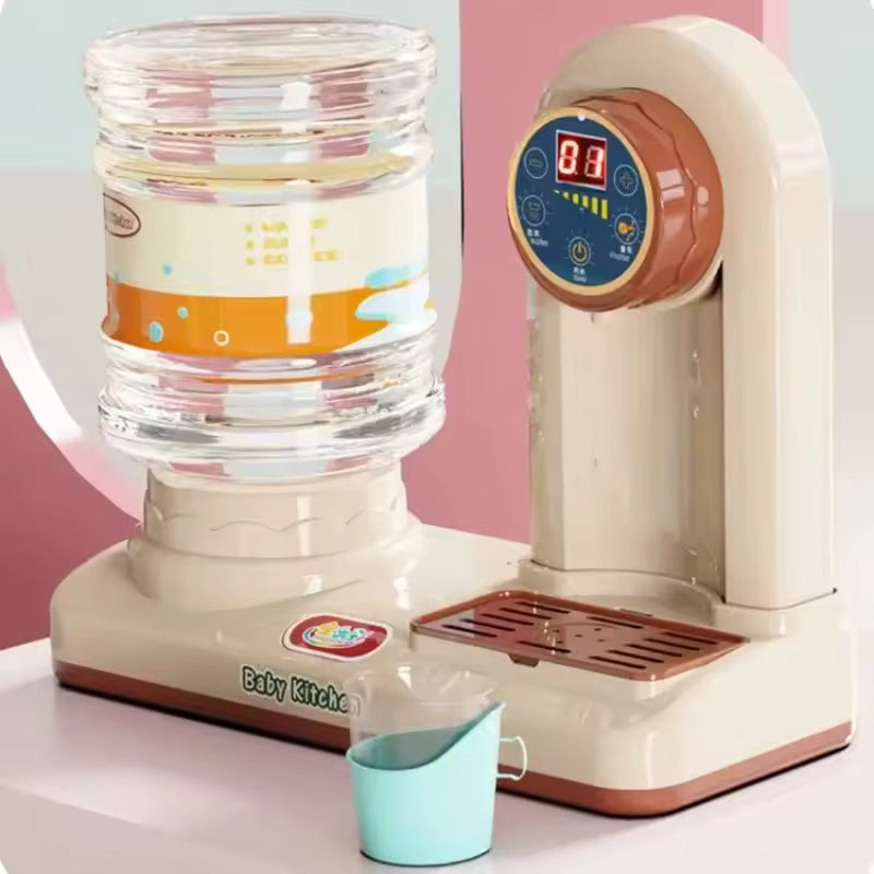 Electric Mini Water Dispenser Toy with Working Water Pump, USB Rechargeable, and Cups (Beige)