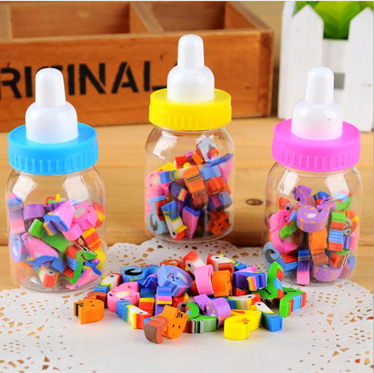 28Pcs/Bottle Cute Mini Cartoon Numbers Rubber Eraser with Plastic Bottle