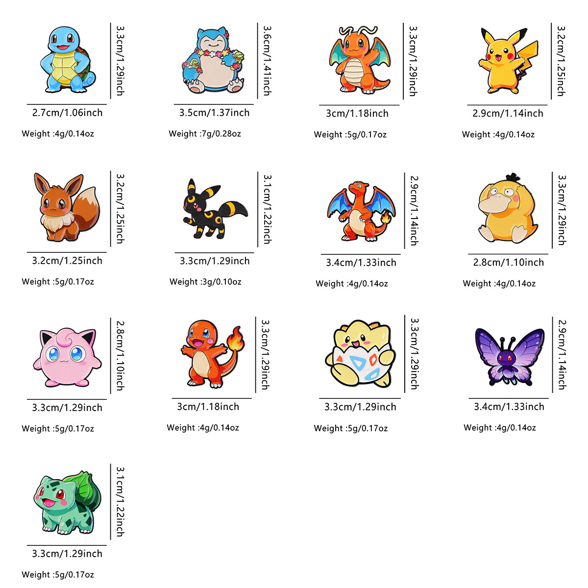 Girl's Brooch for Clothes and Backpack Decorations -PoKemon (1 pcs & Style may vary)