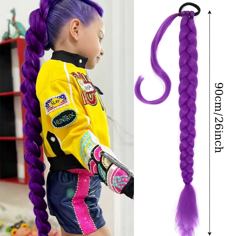 K-Pop Demon Hunters Purple Ponytail for Kids – 36 Inch Long