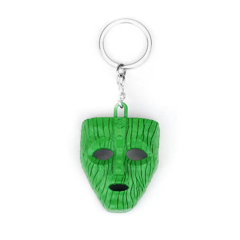 Jim Carrey Mask Keychain For Men and Ring Hollow Mini Key Holder Porte Cle - Green