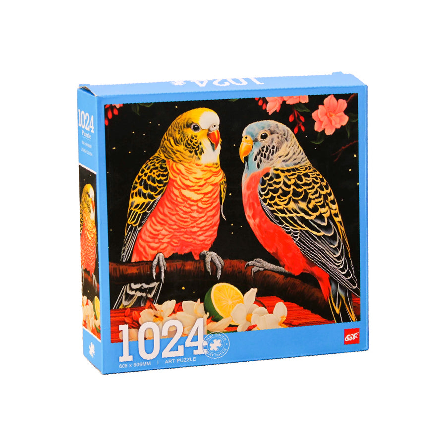 1024-Piece Parrot Paradise Art Jigsaw Puzzle – Vibrant Budgerigar Illustration