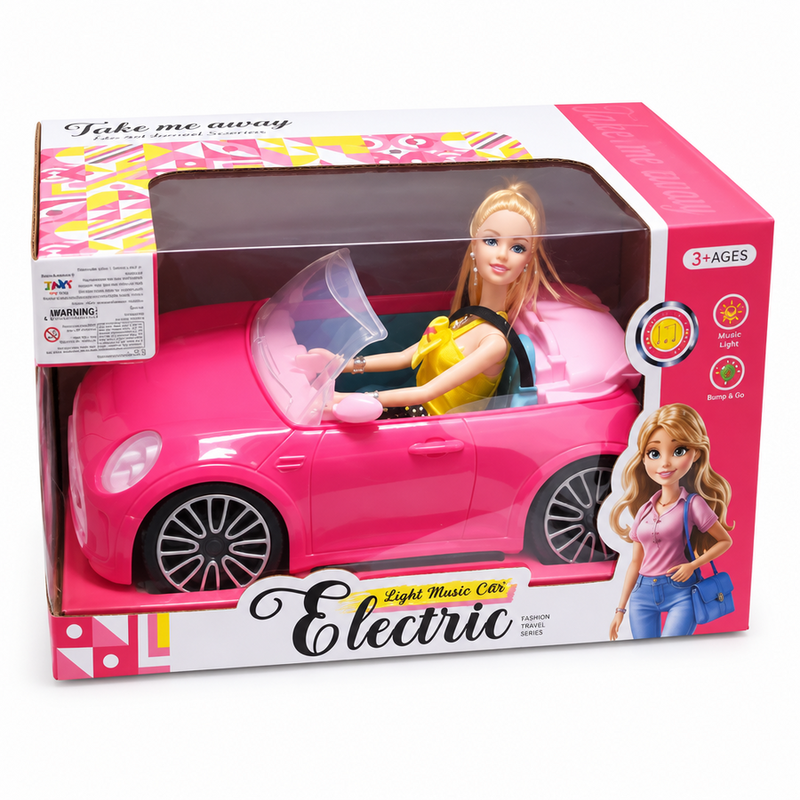 Electric Convertible Doll Car Set with Light & Music - JM269