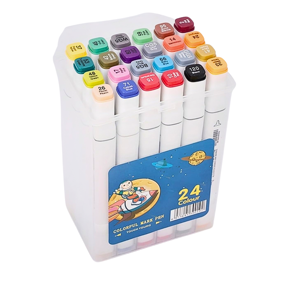 Touch Young Madden Marker Pen Set, 2 Colors, Vacuum Box, 24 Colors