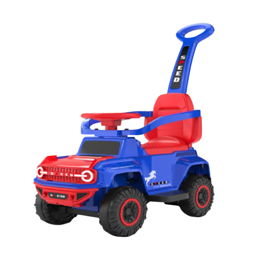 Sliding Ride on Car Push Plastic Ride on Car For kids "With pushbar，armrest，footrest With music and light  " - Blue and Red