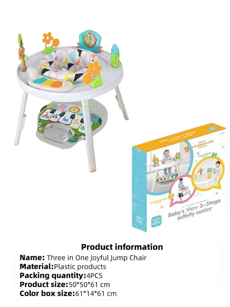 3in1  multi-functional activity table , Baby trampoline, adjustable baby rocker, walker and bouncer, interactive play center for babies