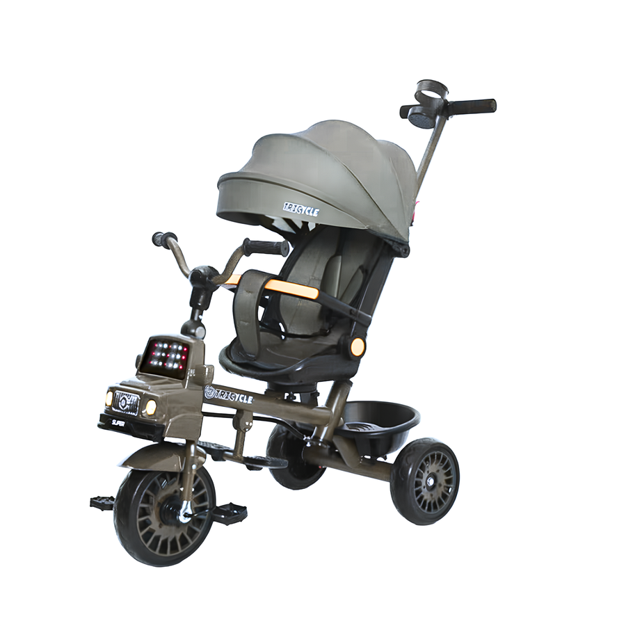 4-in-1 Multi-Functional Kids Tricycle – Convertible 3-Wheel Baby Trike - Grey