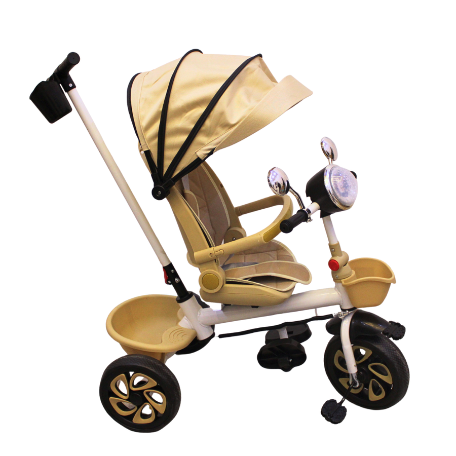 4-in-1 Kids Stroller Trike – Convertible Toddler Tricycle with Premium Car-Style Design - Beige