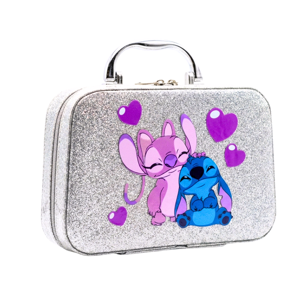 Stitch & Angel Glittery Kids' Makeup Vanity Case – Complete Beauty Play Set with Mirror and Accessories