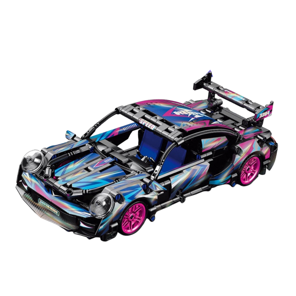 Cyberpunk Speed Racing Building Block Car 1:18 Scale Kit - 455 Pieces with Metal Craft Wheels (Ages 6+)
