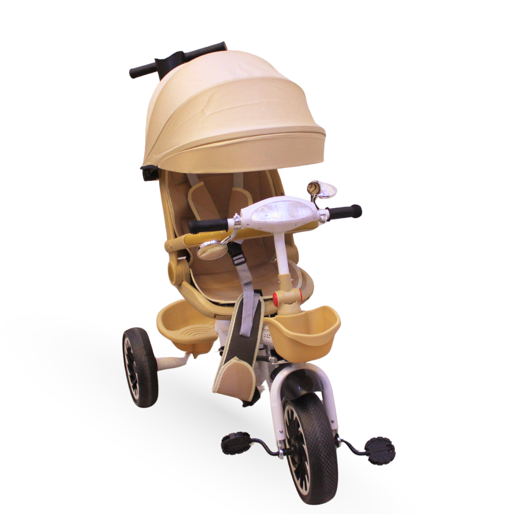 Baby 3-in-1 Multifunctional Ride-On Car – Reclining Seat, Swivel Function & Musical Headlights - Beige