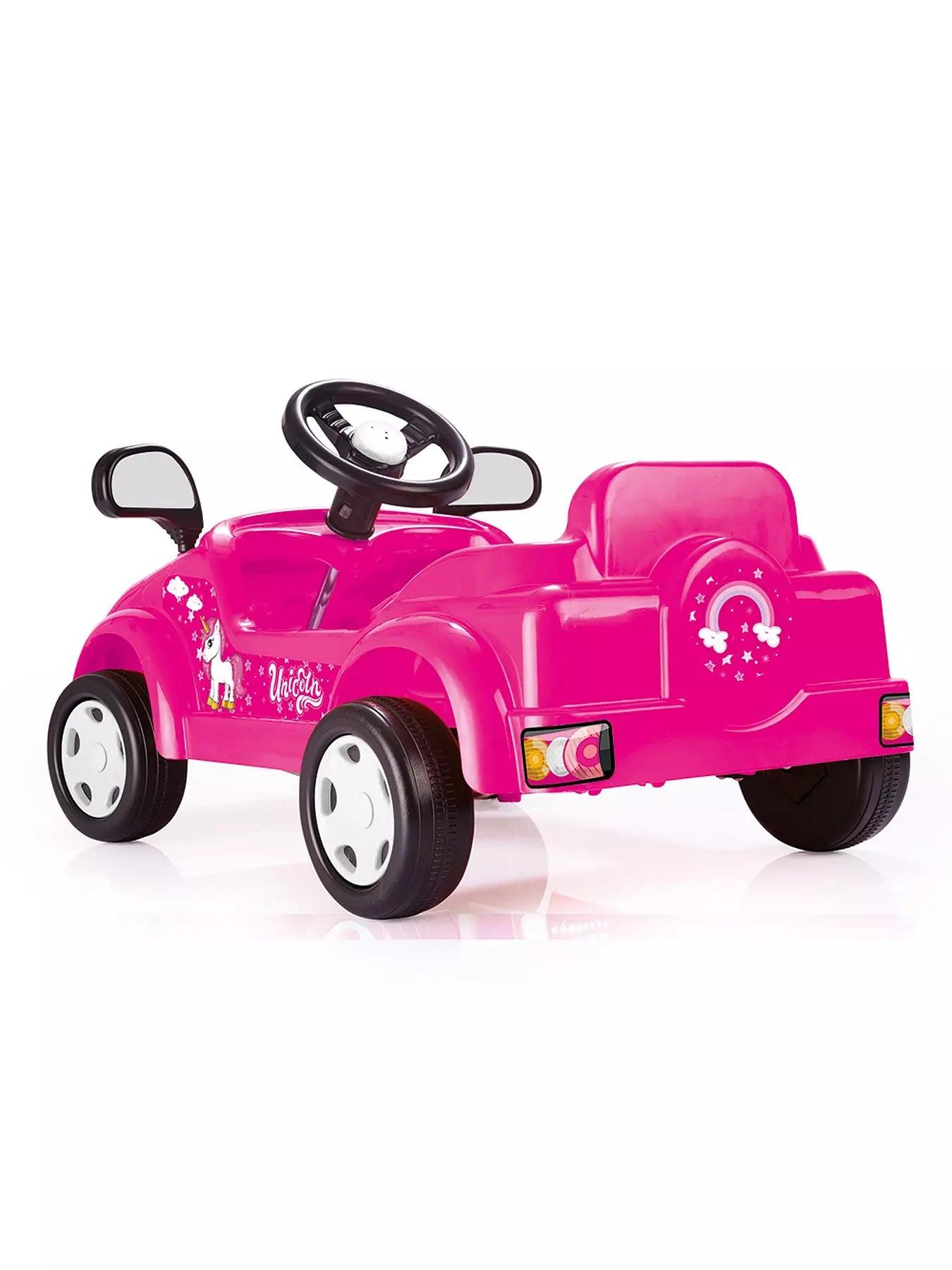 Dolu Pedal Powered Unicorn Pink Race Car With Working Horn