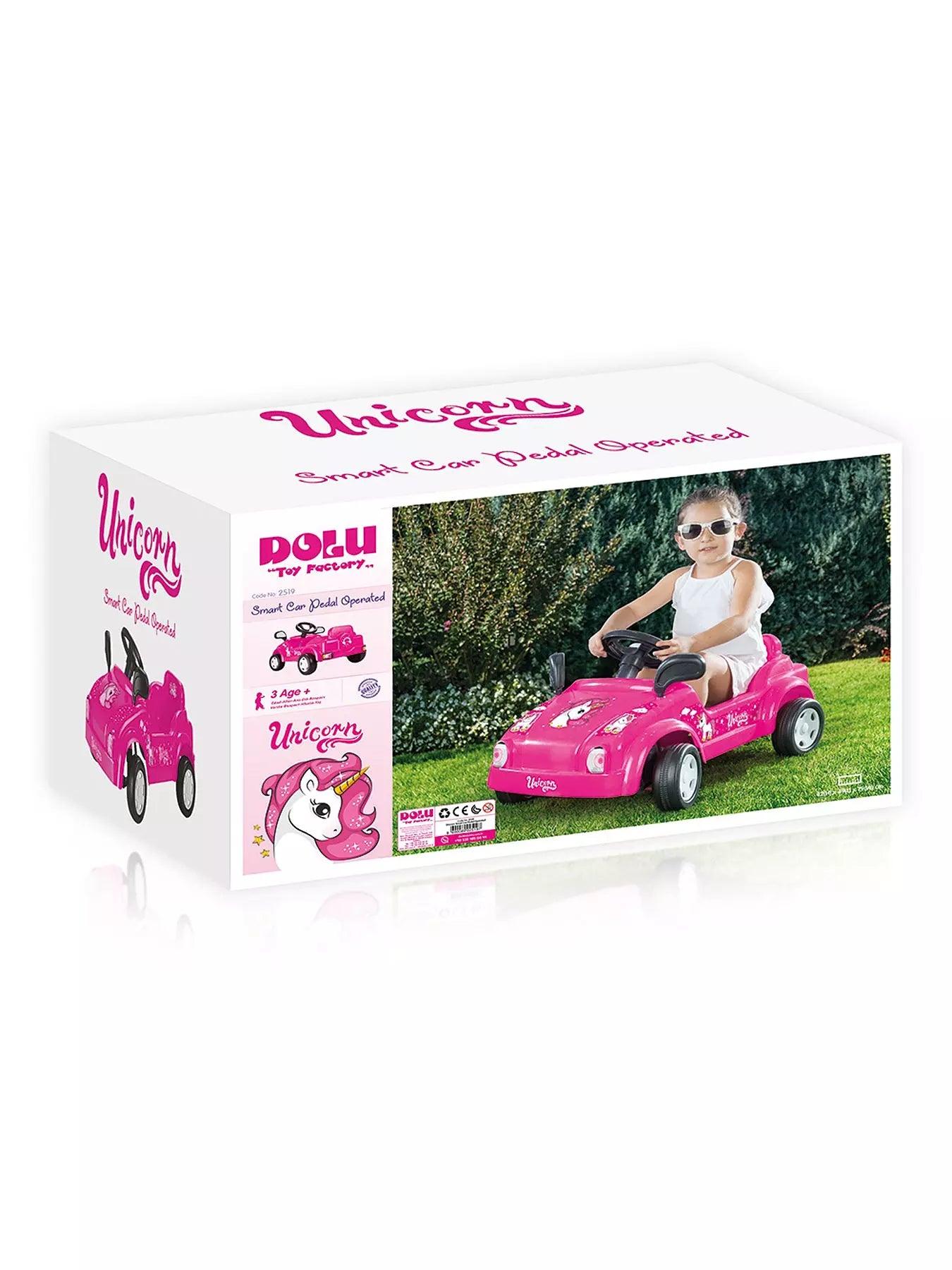 Dolu Pedal Powered Unicorn Pink Race Car With Working Horn