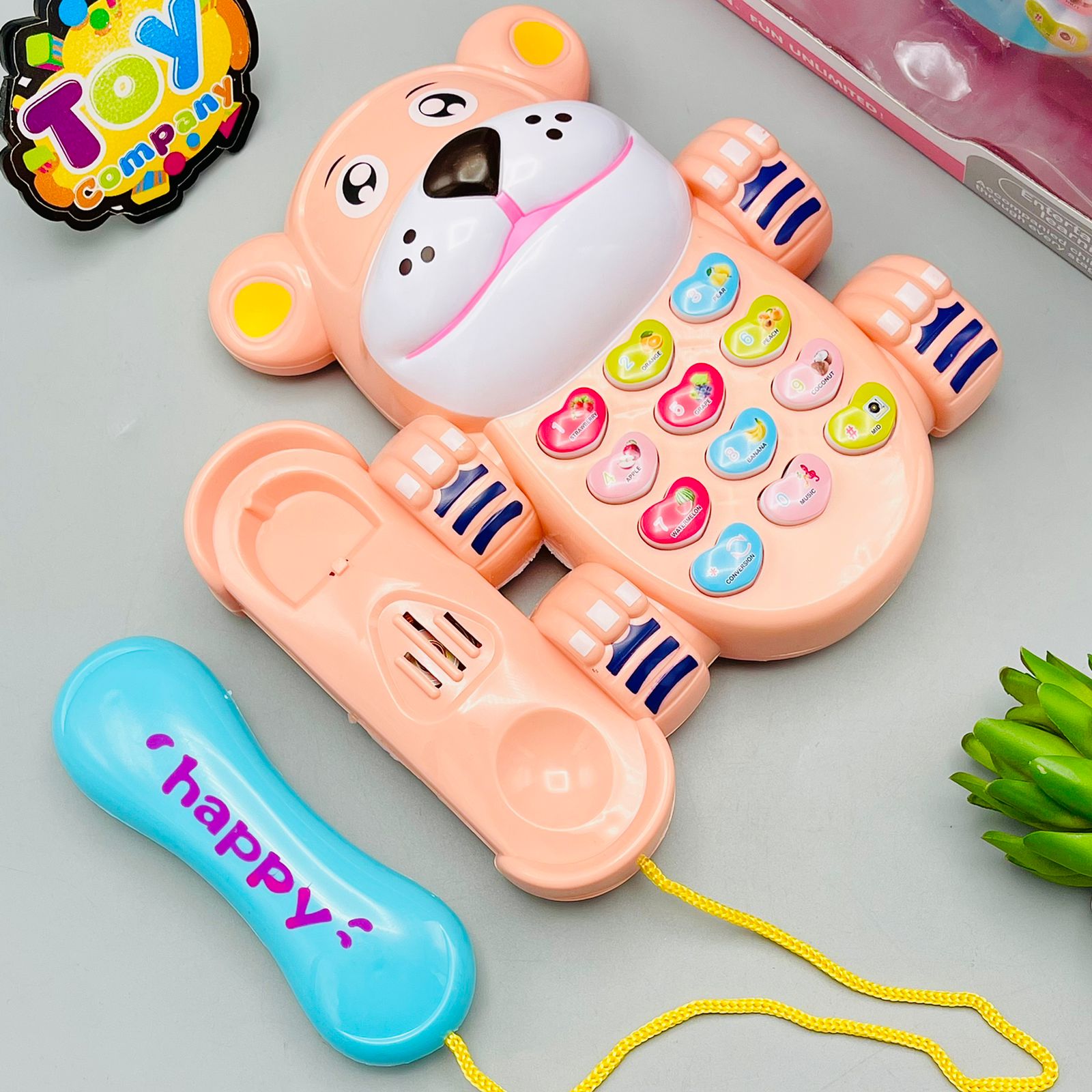Cute Puppy-Shaped Musical Telephone Toy - pink