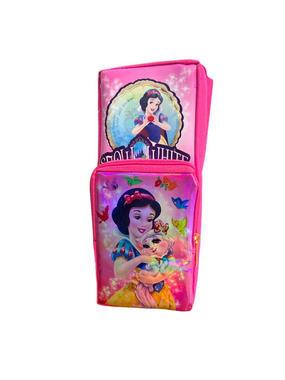 Snow White Pink Pencil Case With 2 Zippers for Girls +3 Years