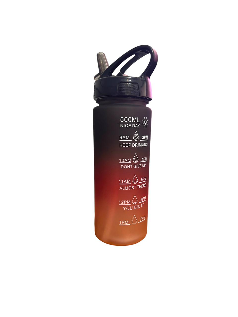 500 ml Water Bottle with Straw For Boys & Girls - Red