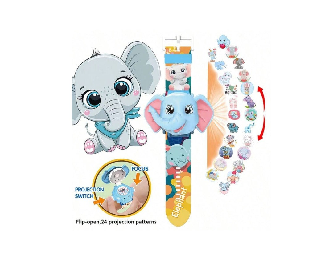 Projection children's watch - Elephant  - 24 types of images of heroes .Projector Watch