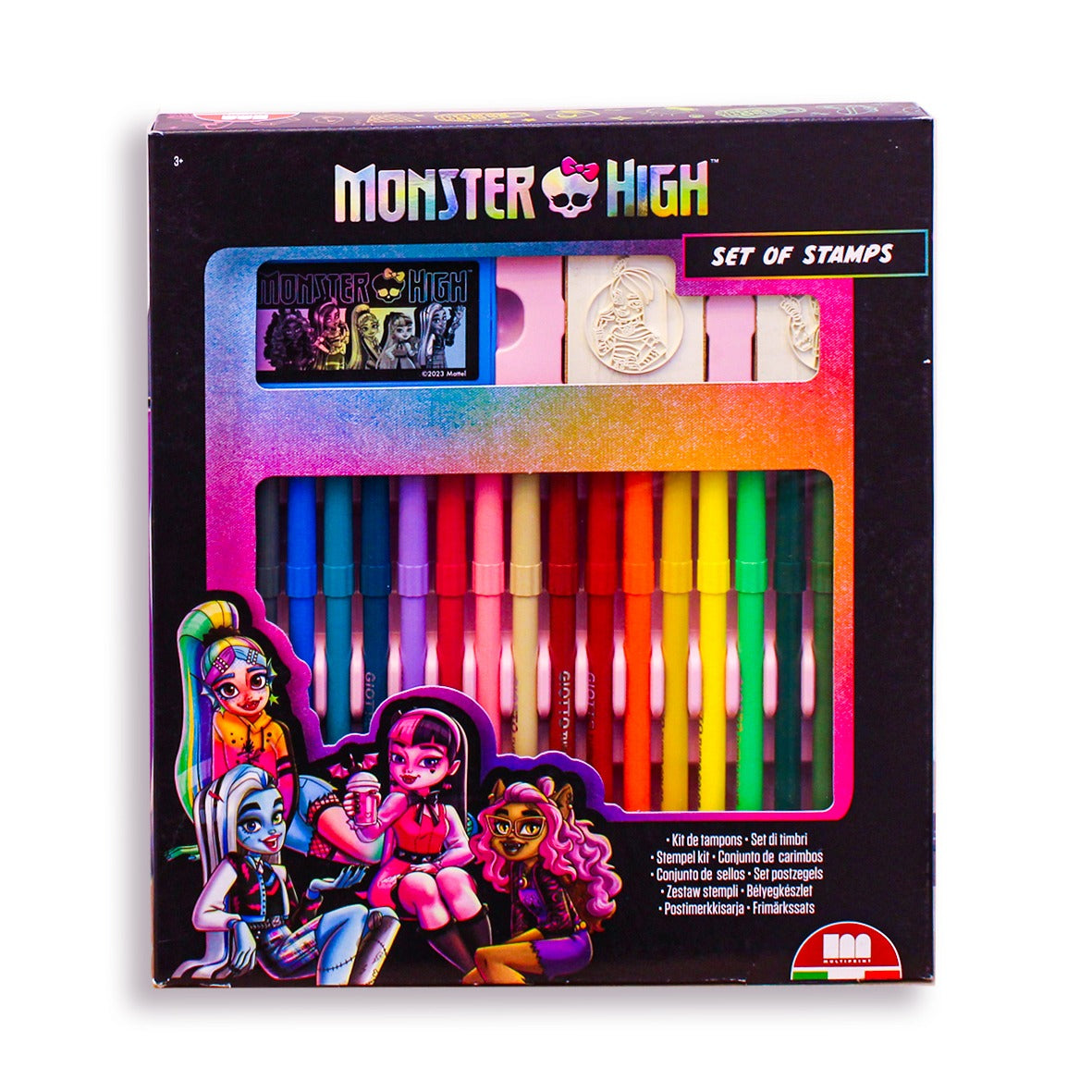 مجموعة طوابع Monster High متعددة المطبوعات مع 18 قلم حبر قابل للغسل