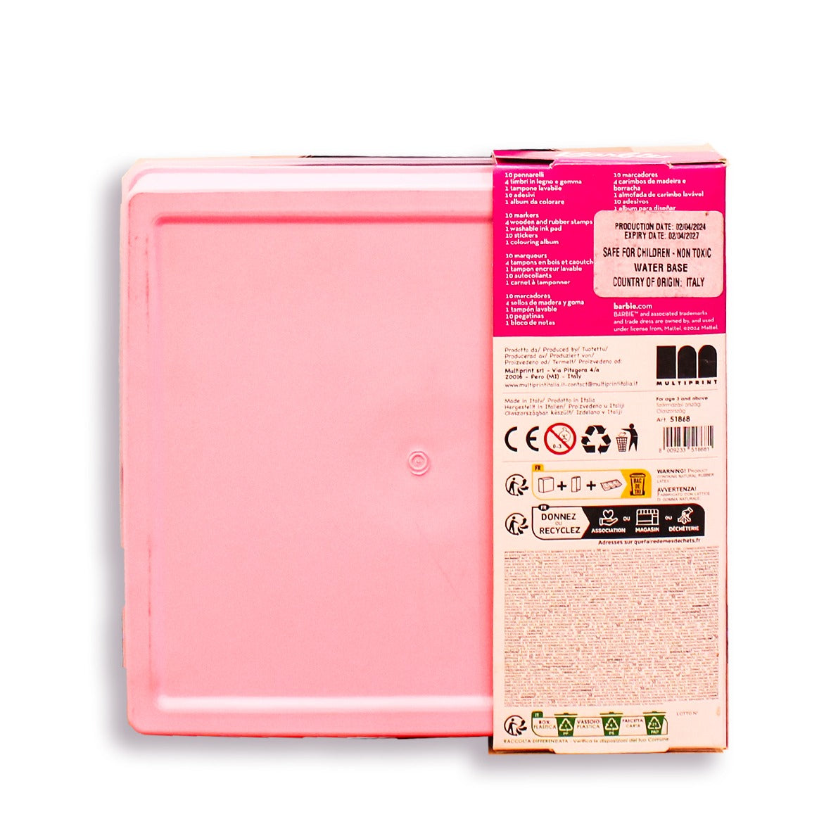 Multiprint Barbie Stamp Box Set With 10 Washable felt-tip Pens