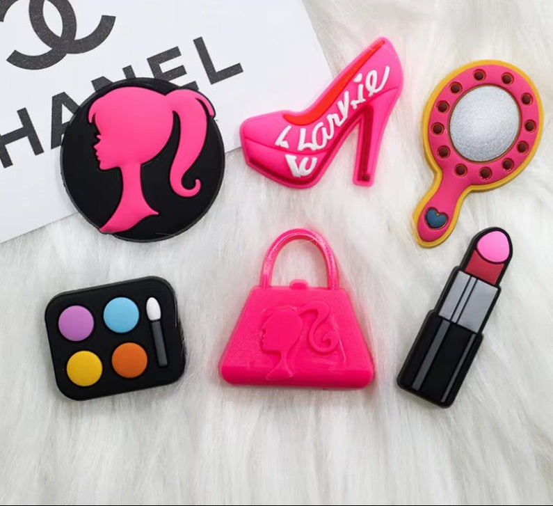 20-Piece Premium PVC Shoe Charm barbie Set -Inspired Floral & Fashion Motifs for Custom Footwear