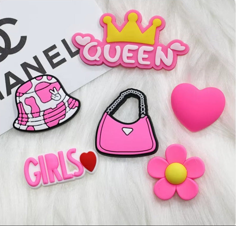 20-Piece Premium PVC Shoe Charm barbie Set -Inspired Floral & Fashion Motifs for Custom Footwear