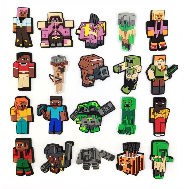 20-Piece Premium PVC Shoe Charm Minecraft Set -Inspired Floral & Fashion Motifs for Custom Footwear