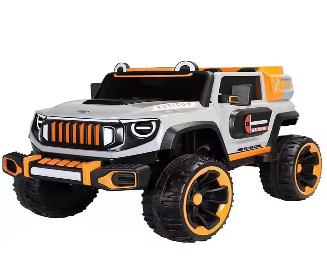 4x4 Kids Electric Ride-On Car with 2.4G Remote Control, 2 Speeds & Shock Absorption - Grey/Orange