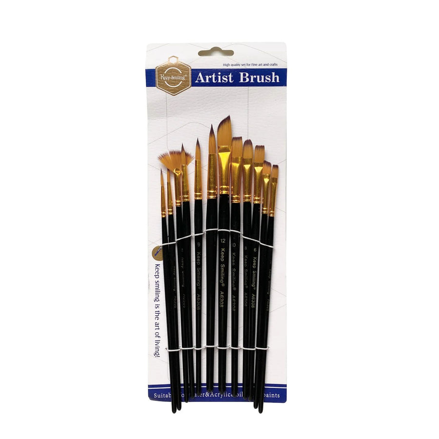 Keep Smiling Artist Brush Set – 12 Pieces