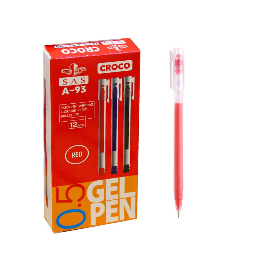 Croco Gel Pen A-93 Smooth Writing Tip 0.5 mm  - 1 Pen - Red