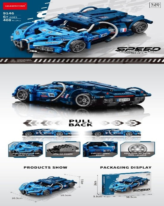 Building Block Model Set No 9146 with Toy Sports Car Assembly - 408 Pcs
