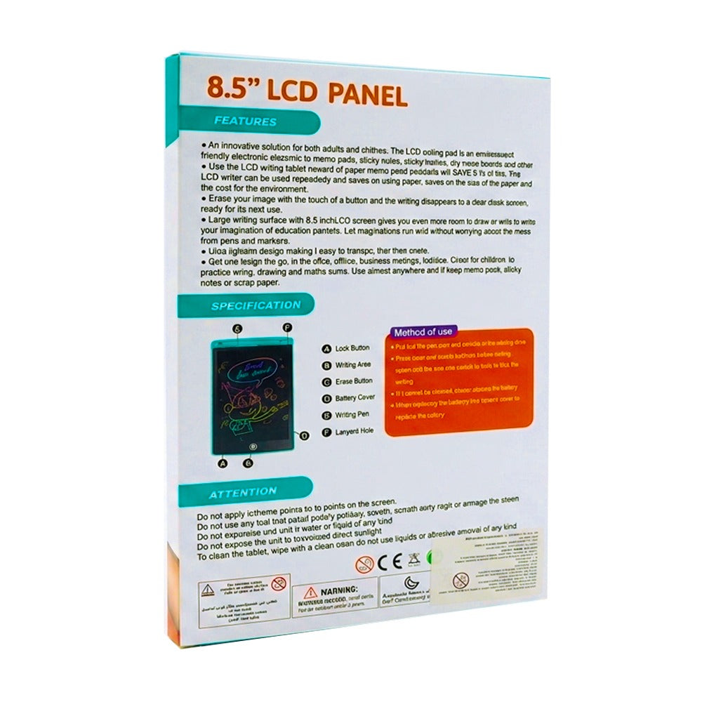 LCD PANEL Colorful Writing Tablet 8.5 Inch - Colors May Vary