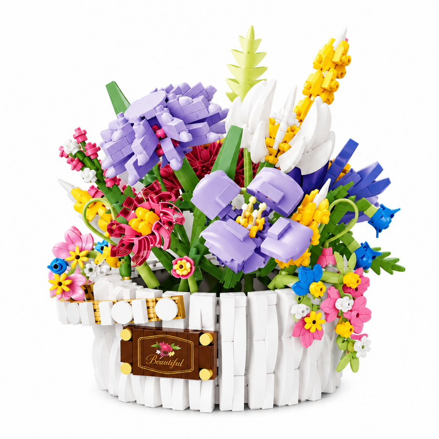 YKO Boutique Floral Garden Basket Building Block Set 1466 PCS (P1295)