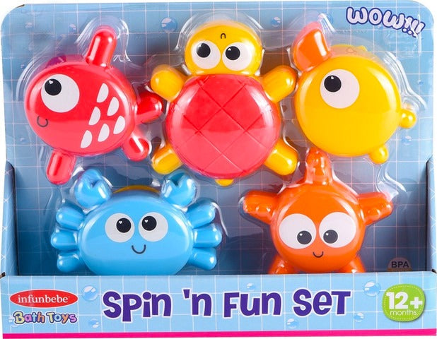 مجموعة ألعاب الاستحمام Spin 'n Fun مع أصدقاء الحيوانات العائمة الملونة (12 شهرًا فأكثر) قد تختلف الألوان