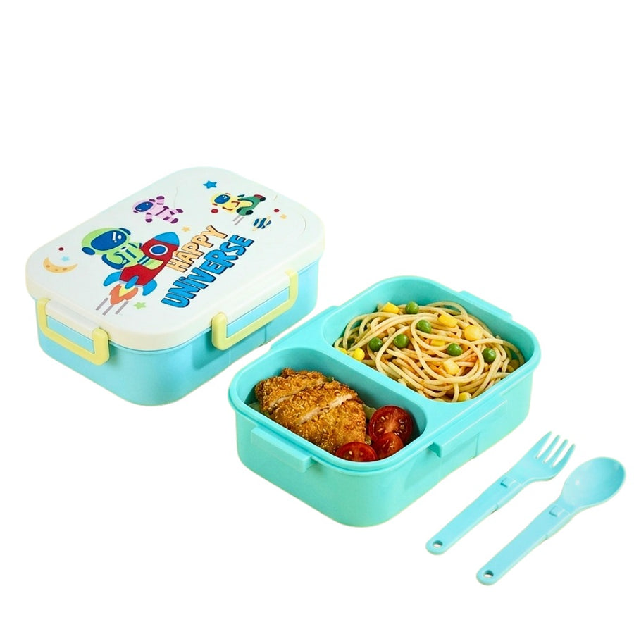 2-Compartment Lunch Box with Folding Spoon - 900ml