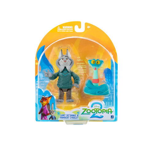 Disney Zootropolis 2 Figure 3-Inch 2-Pack - Gary De Snake with Pawbert Lynxley, Official Zootopia 2 Movie Toys