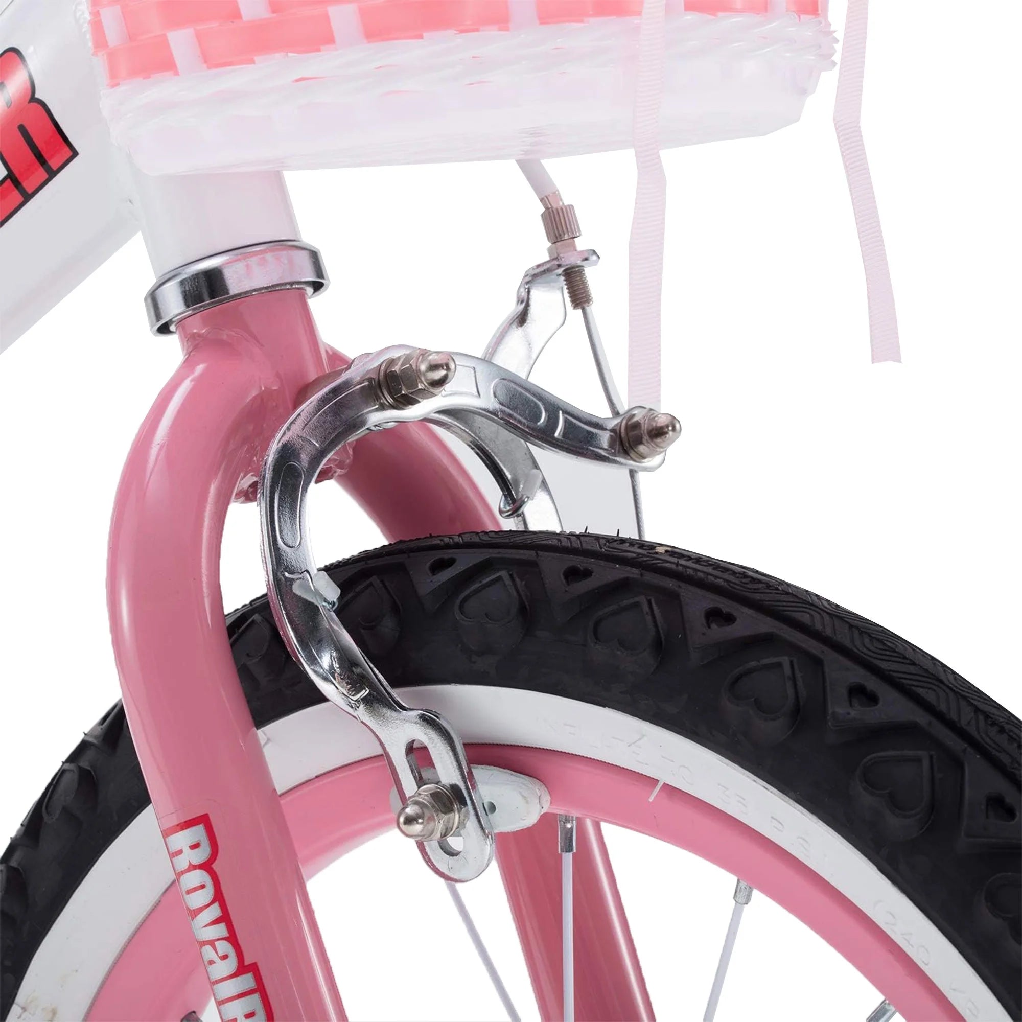 RoyalBaby Jenny 12-Inch Kids Bike for Girls – White with Pink Accents, Front Basket, and Training Wheels