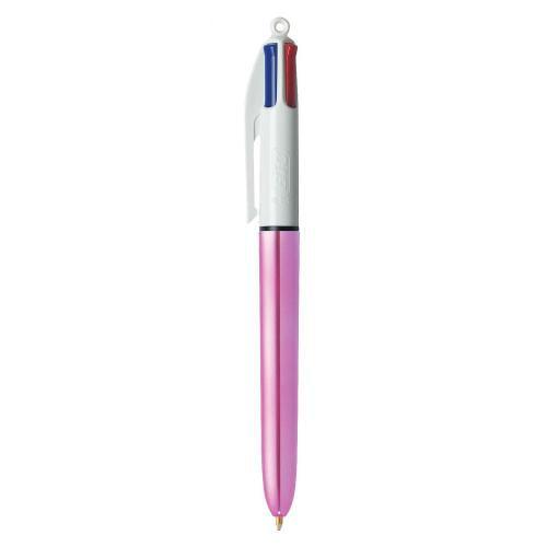 BIC 4 Colours Shine Ballpoint Pens with Click System Medium Point (1mm) - Assorted Metallic Bodies, Pack of 2 1 Pieces BIC 4 Colours Shine Ballpoint Pens with Click System Medium Point (1mm) - Assorted Metallic Bodies, Pack of 2 1 Pieces